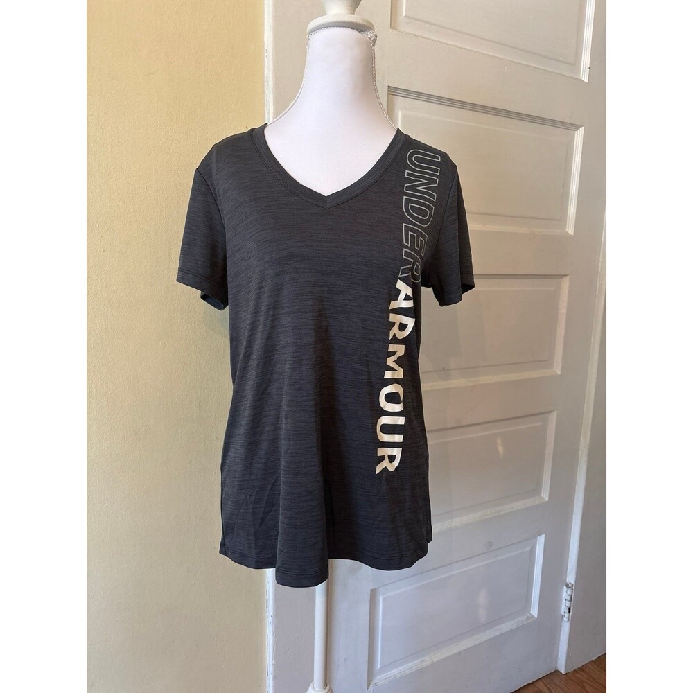 Under Armour women's Tshirt top faded heathered gray Vneck sports athletic nwot